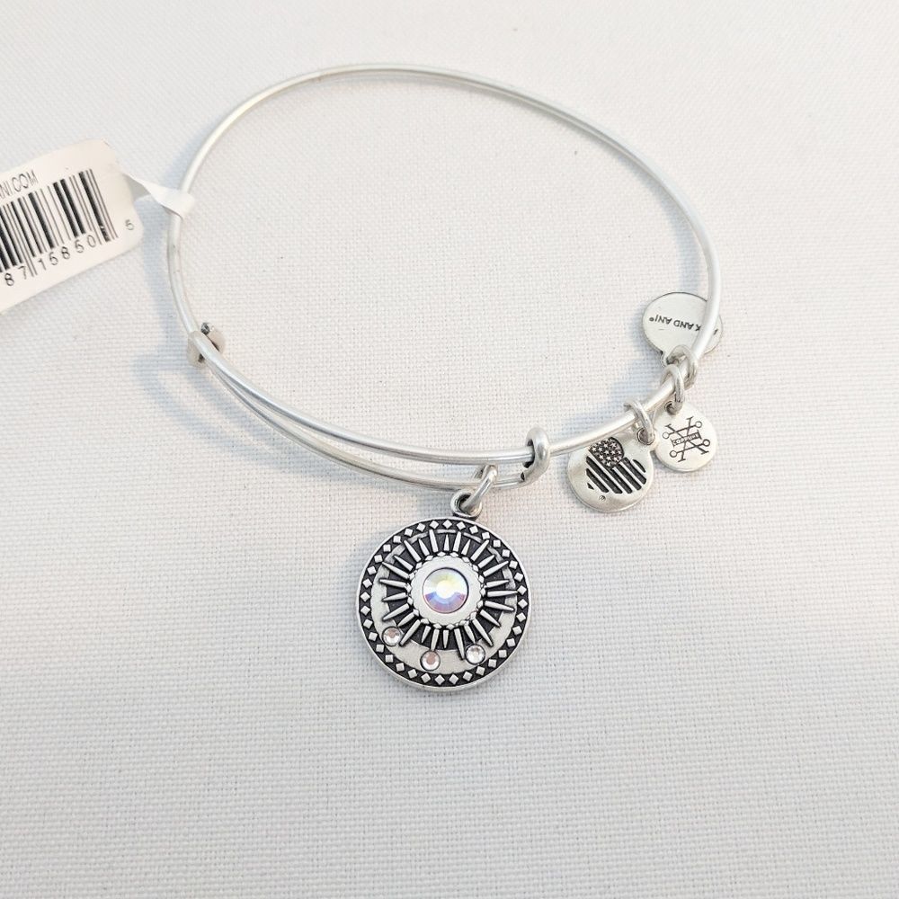 Alex and Ani Silver Midnight Sun Charm Bracelet